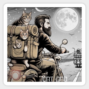 Cat Dad and Biker Sticker